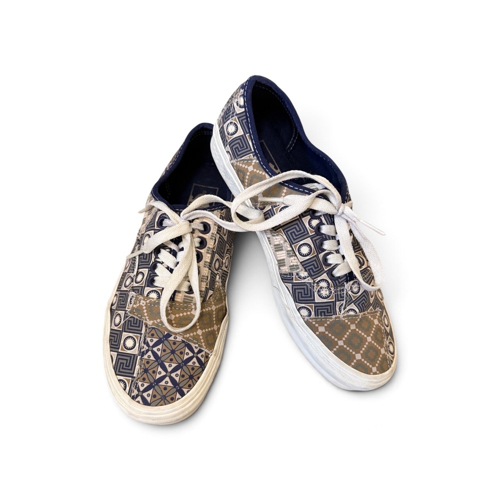 Vans Authentic Geo Trek Patchwork Sneakers Women's 8 Blue Tan VN0A7Q4ONVY